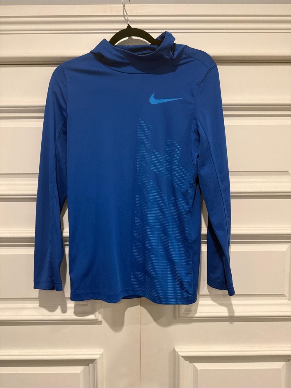 Nike Blue Long-Sleeve Athletic Top with Swoosh